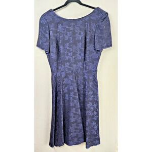 Talbots Purple Floral Fit & Flare Dress Size 12 Short Sleeve Knee Length